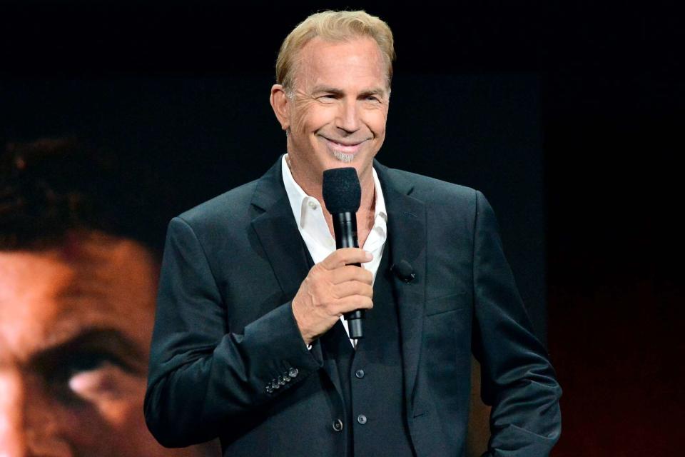 <p>Jerod Harris/Getty</p> Kevin Costner at CinemaCon on April 9