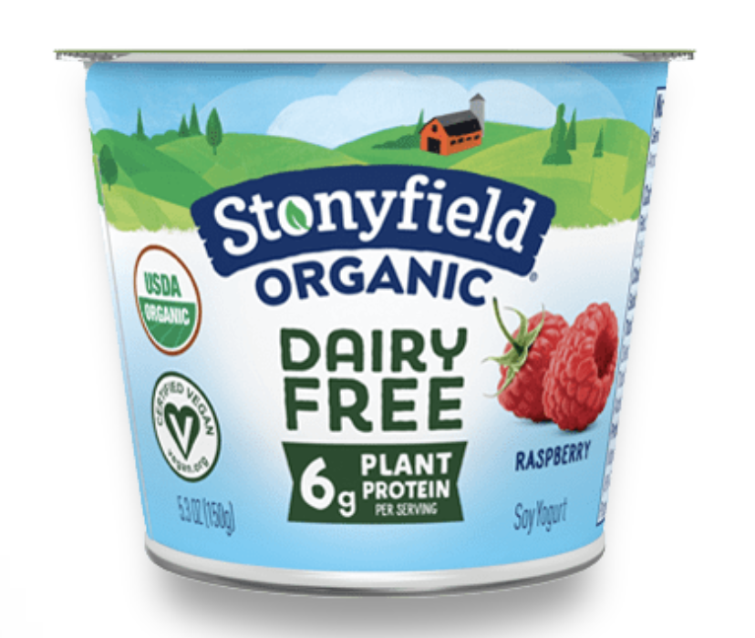 1) Stonyfield Organic Raspberry Dairy Free Yogurt