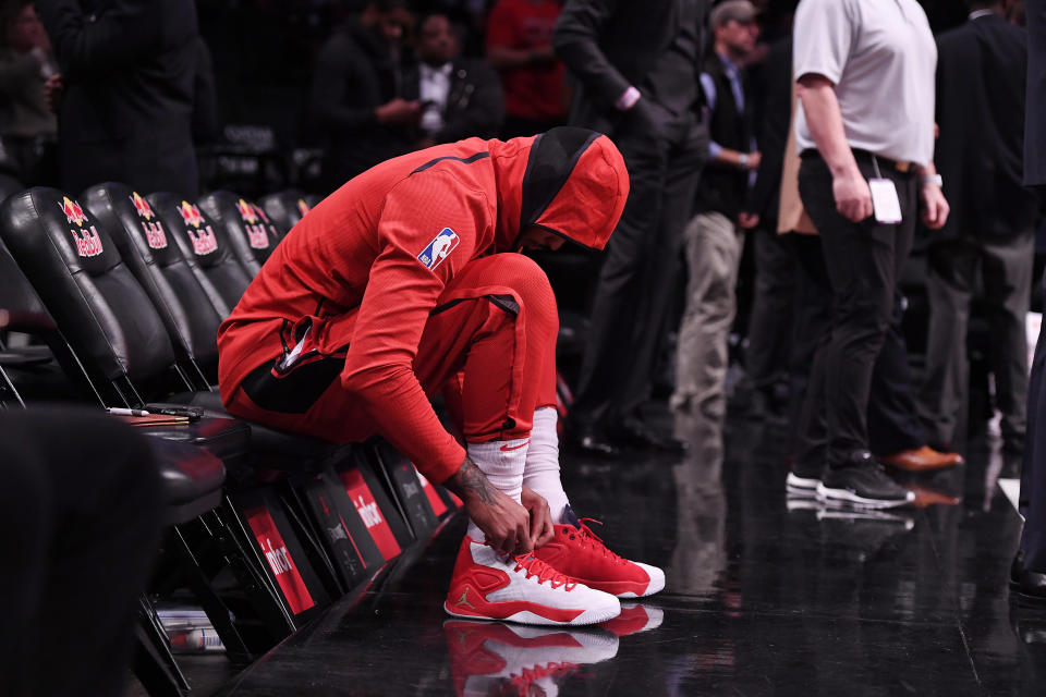 The Houston Rockets have reportedly told Carmelo Anthony that his time with the team will be ending soon. (Matteo Marchi/Getty Images)