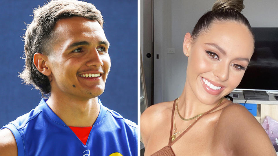 Western Bulldogs rookie Jamarra Ugle-Hagan has reportedly started dating Mia Fevola, daughter for former AFL star Brendan. Pictures: Getty Images/Instagram