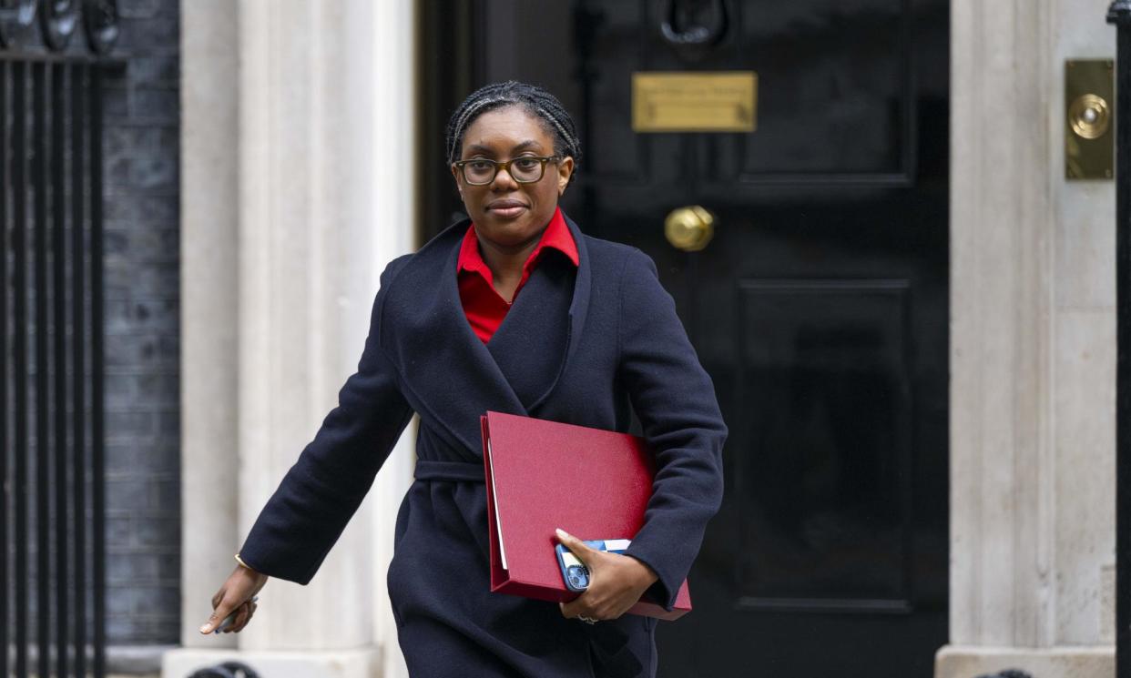 <span>Kemi Badenoch leaving Downing Street on 16 April. She said she could not support the ban as it would mean different rights for people born a day apart. </span><span>Photograph: Anadolu/Getty Images</span>