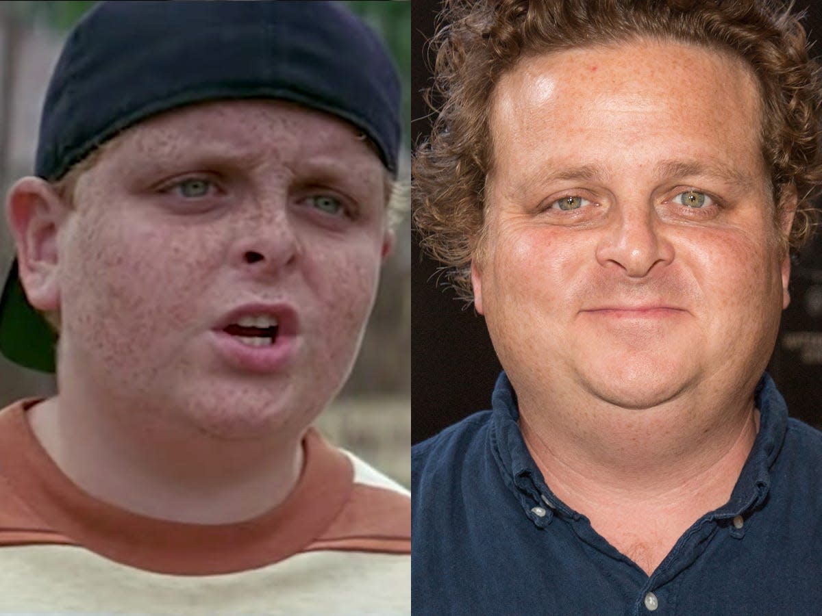 (left) patrick renna in the sandlot (right) patrick renna at a sandlot renunion in 2019