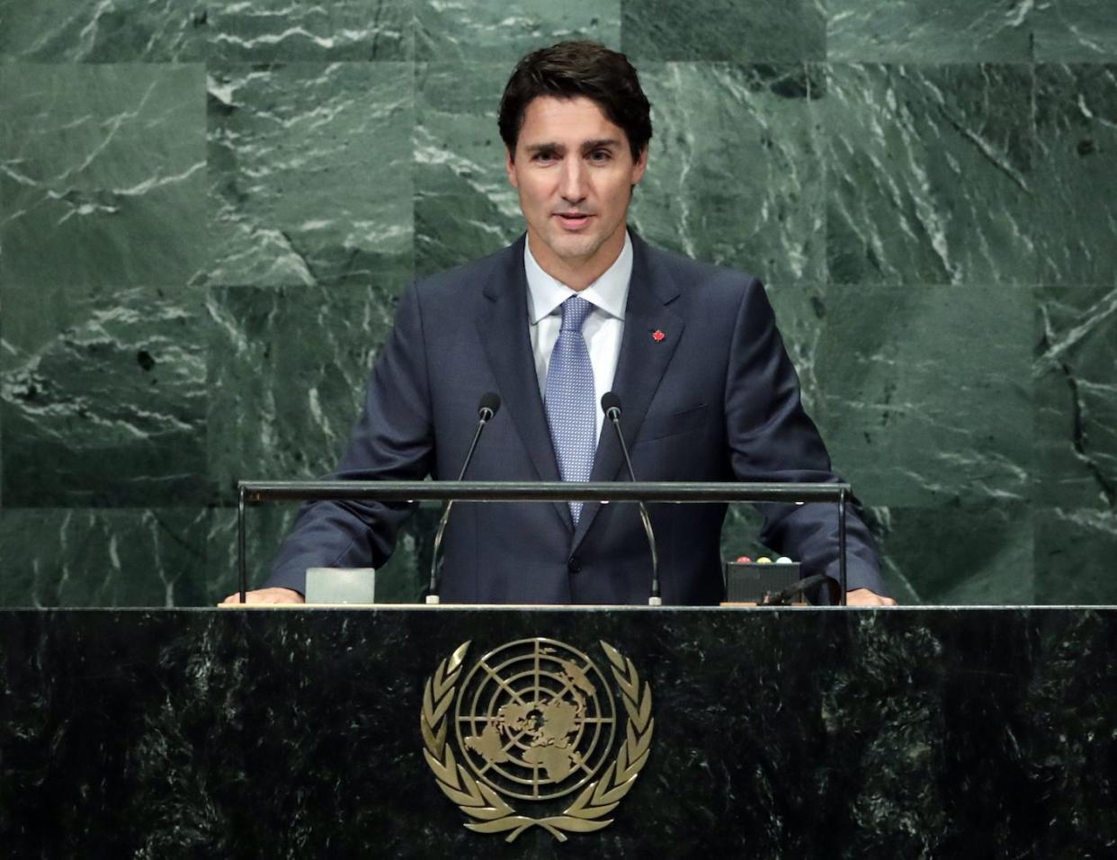Prime Minister of Canada Justin Trudeau addresses the General Debate of the 71st Session of the United Nations General Assembly at UN headquarters in New York City. Photo from CP Images