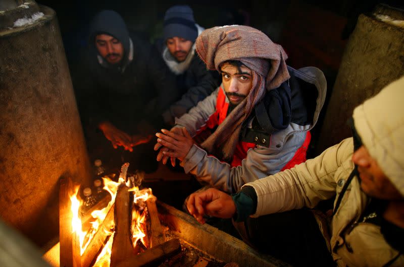 FILE PHOTO: Snowfall at the burned migrant center "Lipa" in Bihac