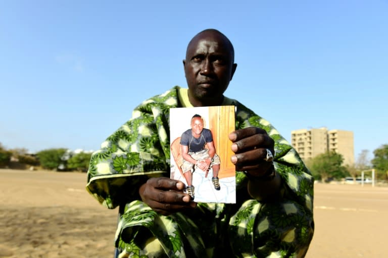 Jules Boucher shows a picture of Senegal and Liverpool forward Sadio Mane