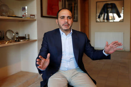 Jordan's Prince Ali Bin Al Hussein, president of the Jordanian Football Association, speaks during his interview with Reuters in Amman, Jordan, October 23, 2016. Picture taken October 23, 2016. To match Interview SOCCER-FIFA/PRINCE ALI REUTERS/Muhammad Hamed