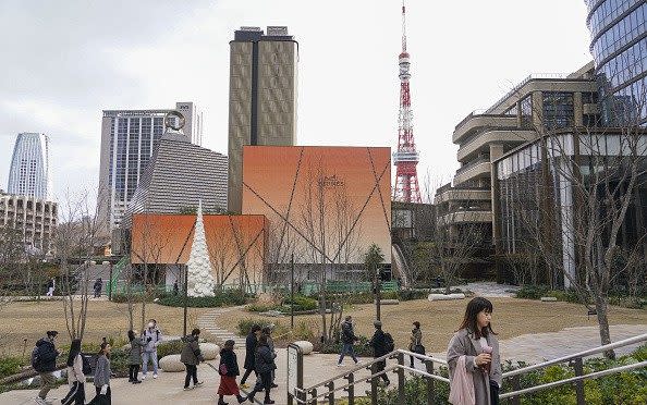 The central square at the Azabudai Hills complex