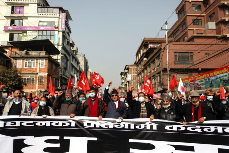 Protest against the dissolution of parliament in Kathmandu