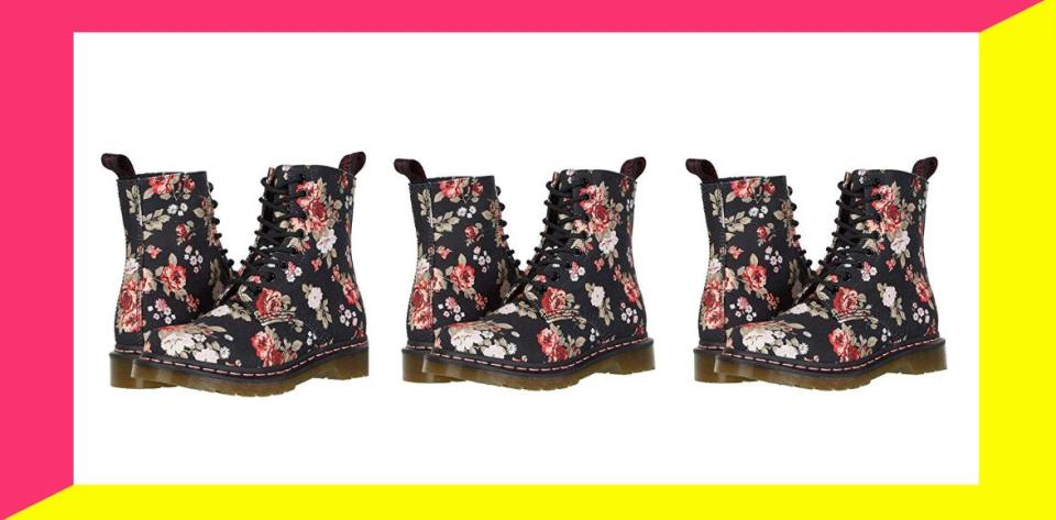 You won't want to miss out on these floral Dr. Martens that are on sale right now at Zappos that'll go with everything from a silky slip dress to sweater-and-jeans look (Photo: Zappos)