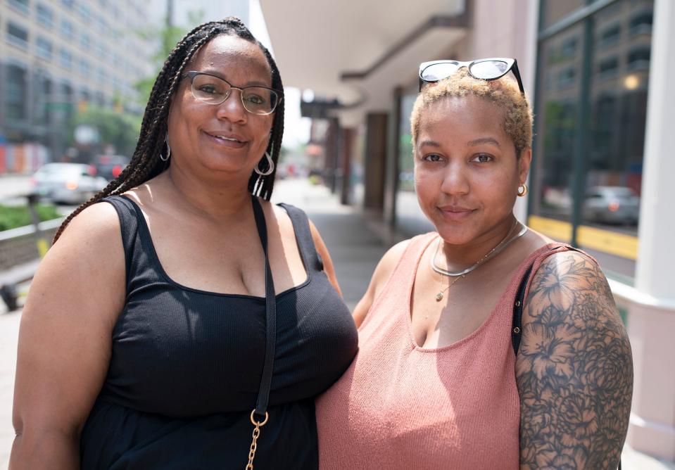 Lisa Mitchell, 51, of Detroit, left, and her daughter Briana Mitchell, 30, talk about their student loan debt after the Supreme Court, in a 6-3 decision, struck down President Joe Biden's student loan forgiveness program Friday, June 29, 2023.