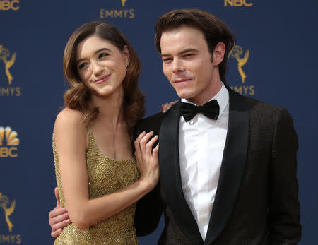 70th Primetime Emmy Awards - Arrivals - Los Angeles, California, U.S., 17/09/2018 - Natalia Dyer and Charlie Heaton. REUTERS/Kyle Grillot