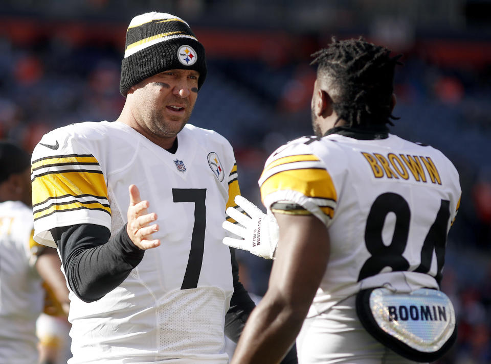 Antonio Brown (84) and Ben Roethlisberger (7), in happier times. (AP)