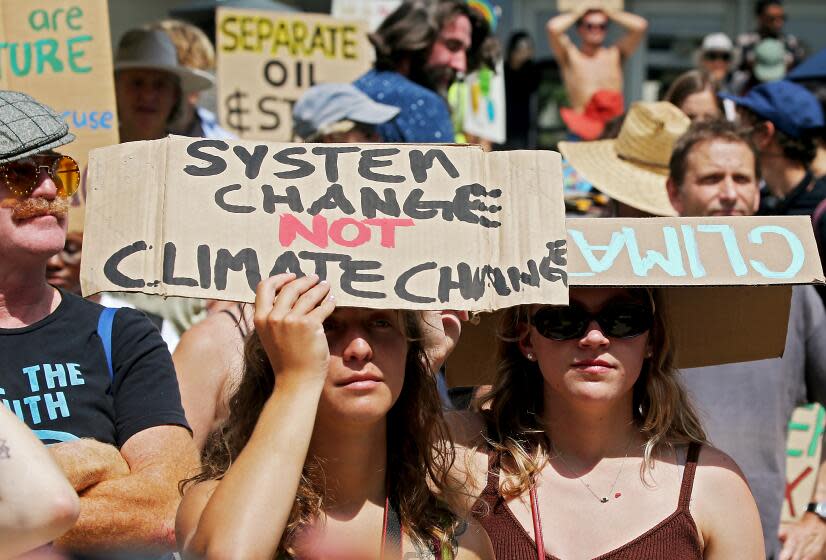 132388Los Angeles, CA - Hundreds of young Angelenos rally in downtown Los Angeles in unity with a Global Climate Strike - a day of worldwide protest against climate inaction - on Friday, Sept. 15, 2023. September 15: in Los Angeles on Friday, Sept. 15, 2023 in Los Angeles, CA. (Luis Sinco / Los Angeles Times)