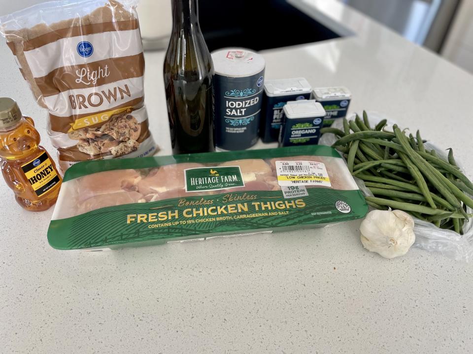 Ingredients for honey garlic chicken