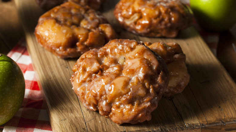 Apple fritters on board