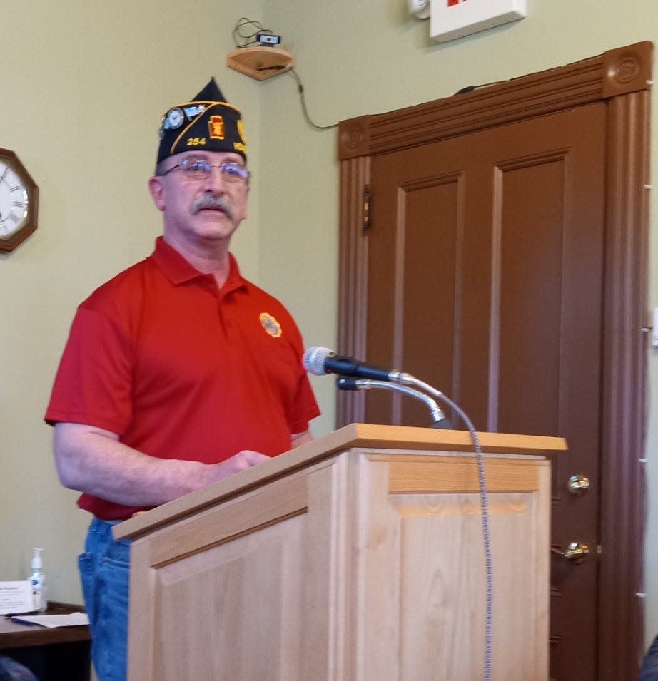 James Harris, commander of American Legion Post 254, Honesdale, addressed council on March 25, 2024, about upgrades planned at Veterans Memorial Park.