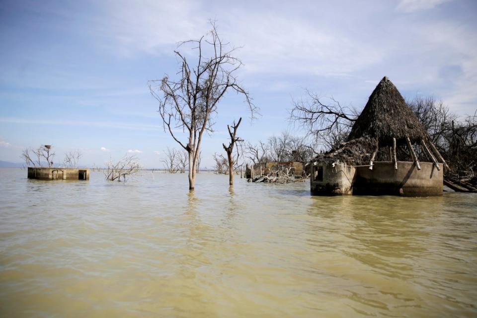 A Kenyan village flooded by rising sea levels (AP)