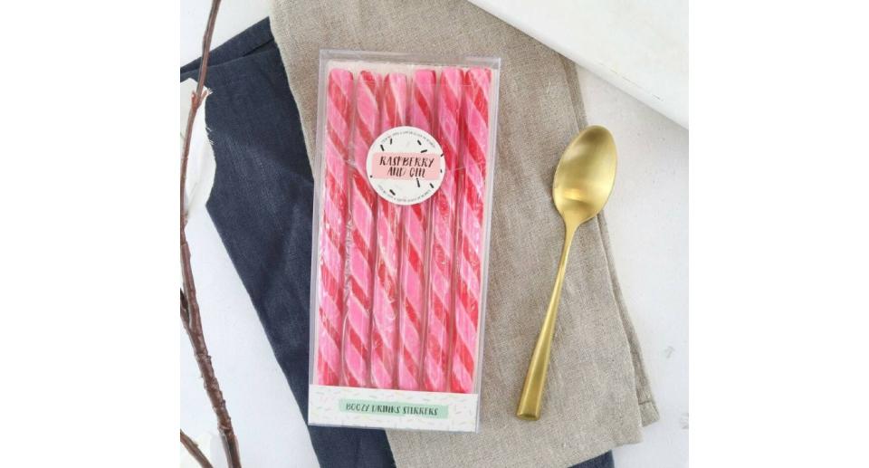 Alcoholic Raspberry Gin Edible Drink Stirrers (Holly's Lollies/Not On The High Street)