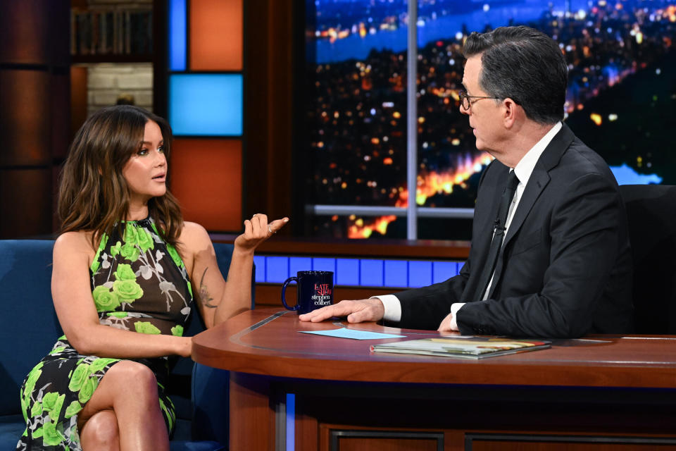 Maren Morris wears David Koma on Colbert Report.