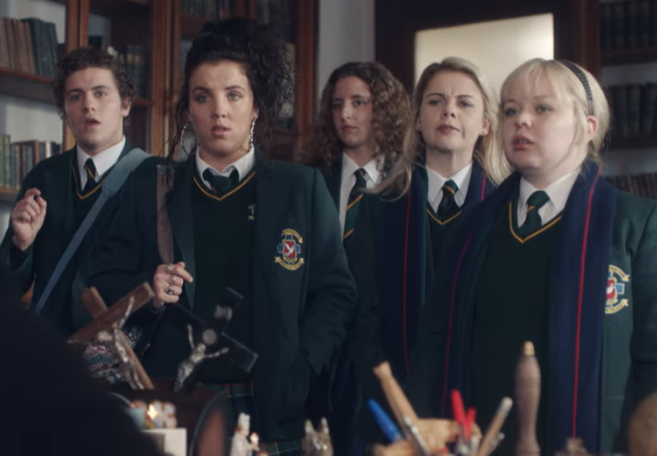 Breakout role: Coughlan, far right, with her ‘Derry Girls’ co-stars (Channel 4)
