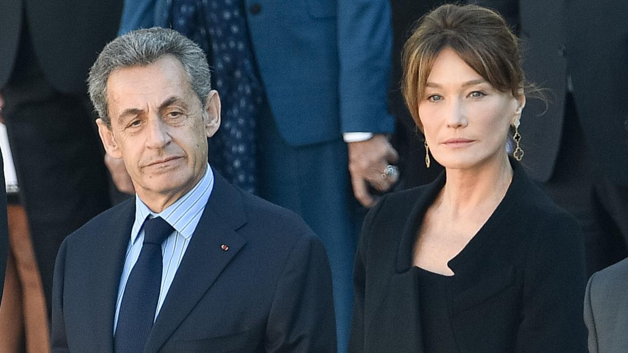 France National Nicolas Sarkozy y Carla Bruni en el tributo a Charles Aznavour en París, en 2018