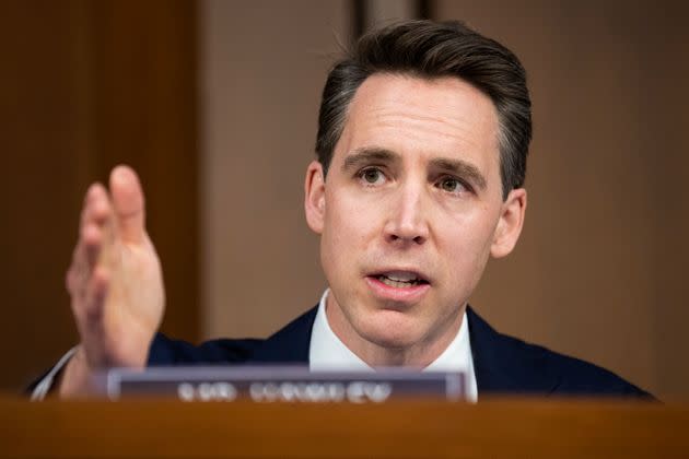 Sen. Josh Hawley (R-Mo.) speaking Monday during the Senate Judiciary Committee markup on the nomination of Ketanji Brown Jackson to the Supreme Court. (Photo: Tom Williams via Getty Images)