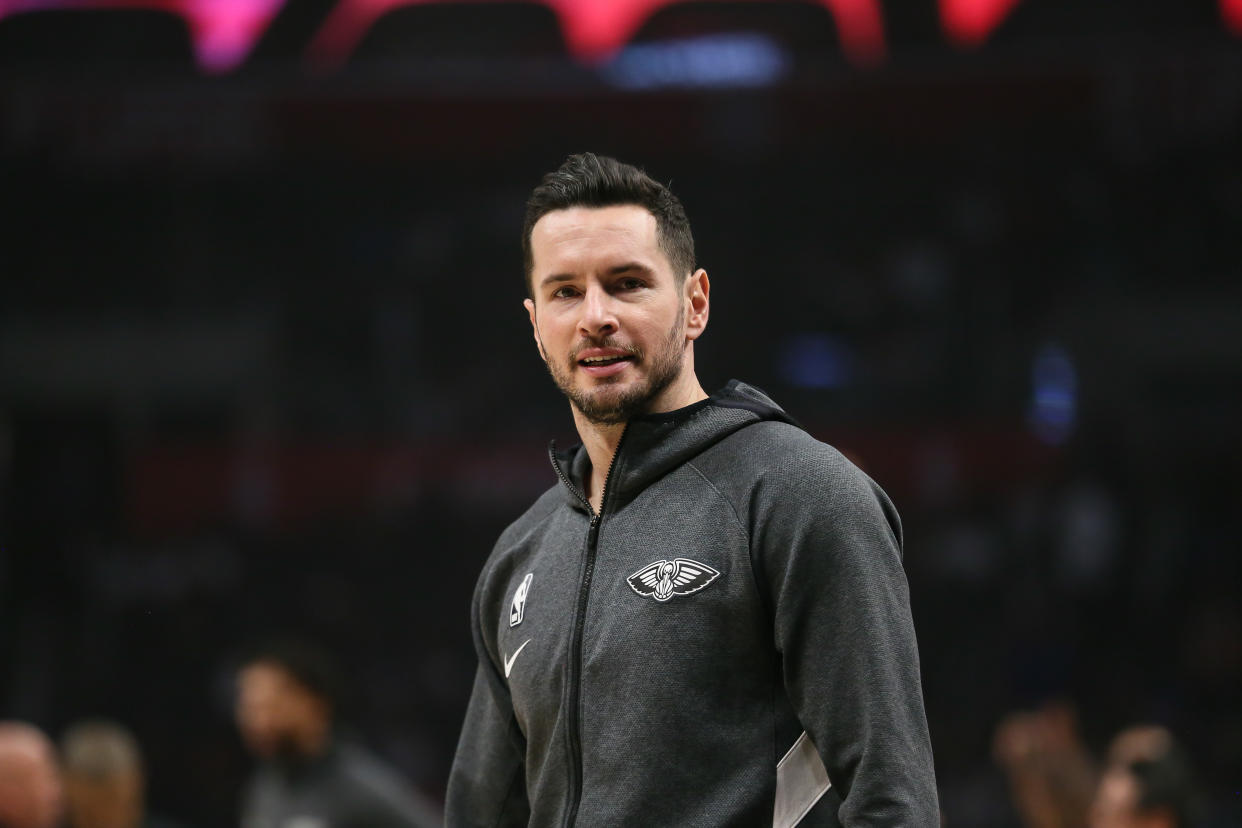 JJ Redick (4) before the New Orleans vs LA Clippers NBA basketball game on November 24, 2019, at Staples Center Los Angeles, CA. (Photo by Jevone Moore/Icon Sportswire via Getty Images)