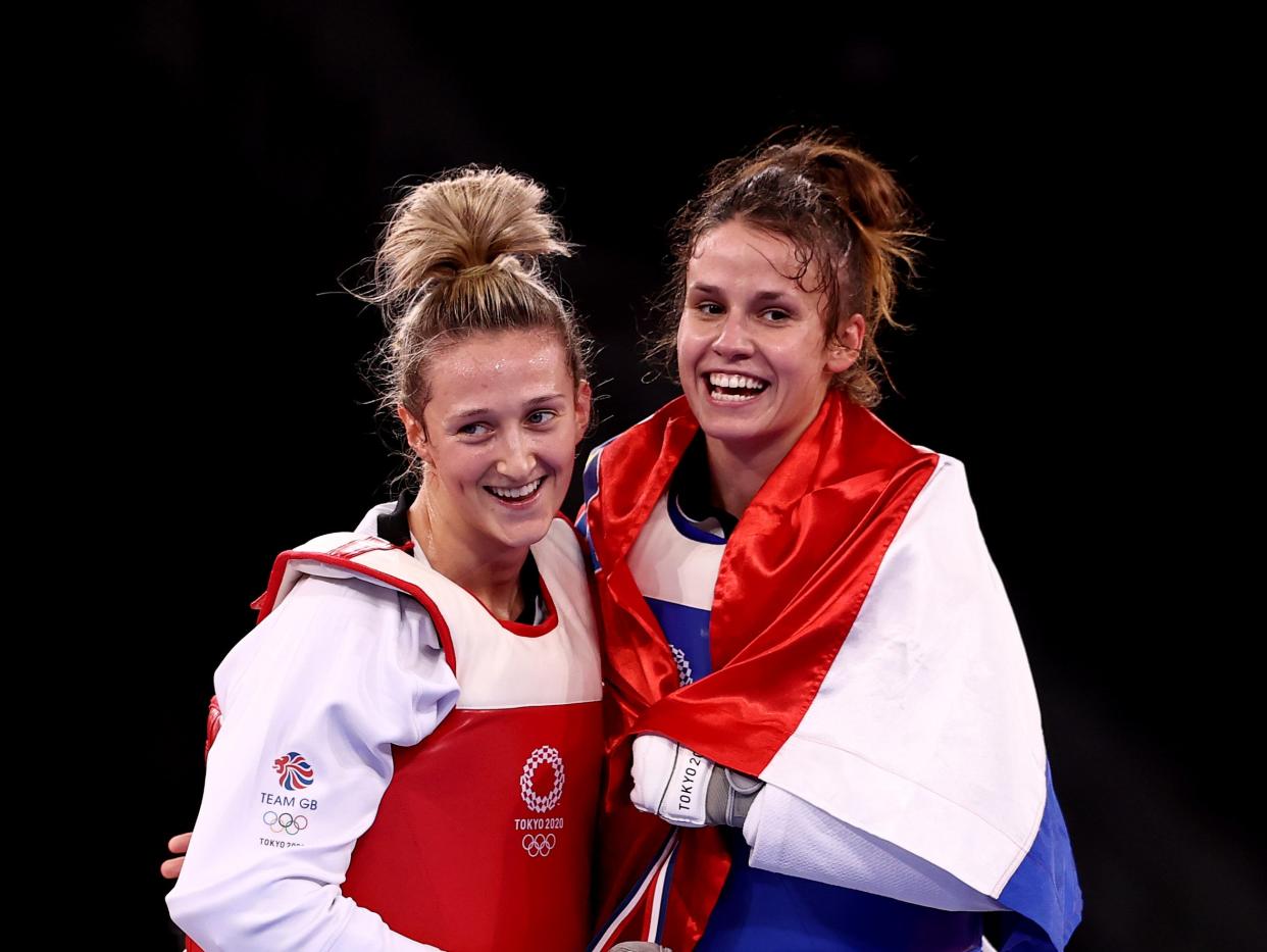 Team GB’s Lauren Williams (left) congratulates gold medalist Matea Jelic (Getty Images)