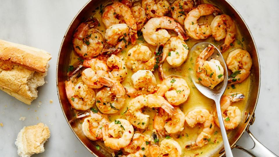 shrimp scampi tossed with breadcrumbs, fresh parsley, and red pepper flakes