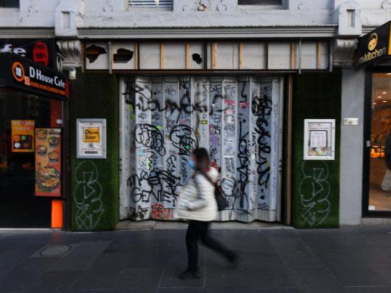 Closed-up business in Melbourne, which will remain under strict lockdown for another five weeks (EPA)