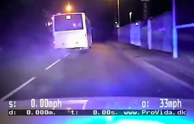 Chase: The bus hit speeds of 50mph as it sped away from police (SWNS)