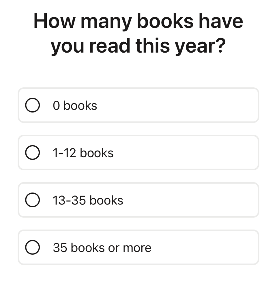 the app asking how many books you've read this year