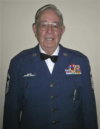 U.S. Air Force veteran Don Skinner poses in a recent undated photo. Skinner, 83, wakes at dawn's early light, downs a cholesterol pill, blood thinner and some instant coffee then boots up his computer to spend eight hours each day telling war stories of the fallen who can't speak for themselves. REUTERS/Courtesy Don Skinner/Handout via Reuters