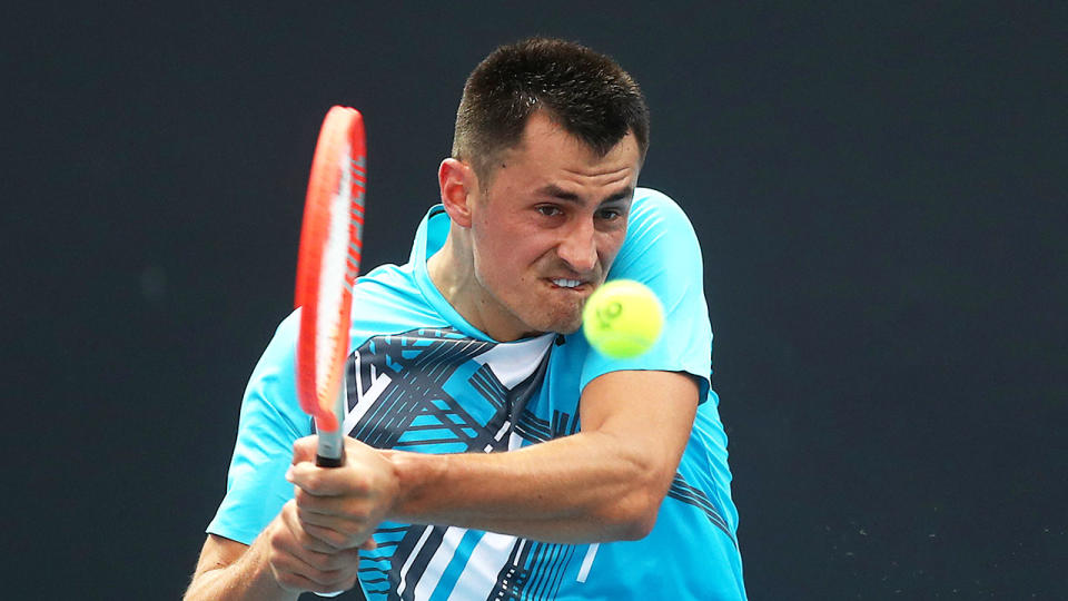 Bernard Tomic is seen here in action during the first round of the Australian Open.