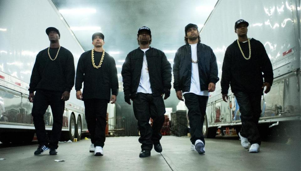 <p>Director F. Gary Gray’s biopic about the rise of rap group N.W.A. is a rambunctious rags-to-riches tale that’s as crowd-pleasing as it is socially relevant. Even better: It introduces audiences to a thrilling group of young actors including Jason Mitchell as Eazy-E and O'Shea Jackson Jr. as his father, Ice Cube. —<i> M.D. (</i>Photo Credit: Jaimie Trueblood/Universal Pictures via AP)<br></p>