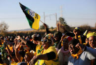 FILE PHOTO: African National Congress suppoters chant slogans during ANC president Jacob Zuma's election campaign in Atteridgeville a township located to the west of Pretoria, South Africa July 5, 2016. REUTERS/Siphiwe Sibeko