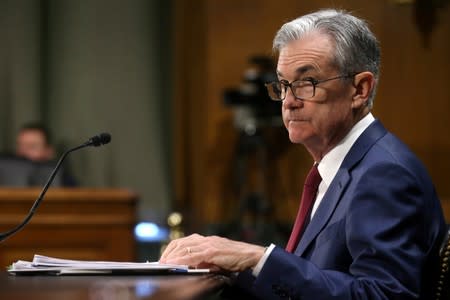 FILE PHOTO: Federal Reserve Board Chairman Jerome Powell testifies on Capitol Hill in Washington DC