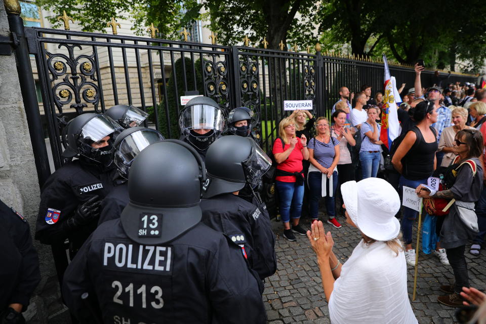 Coronavirus Skeptics And Right-Wing Extremists Protest In Berlin