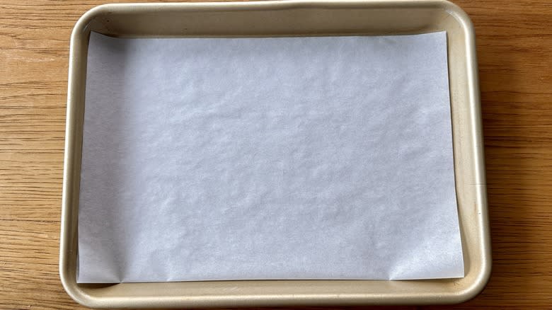parchment lined baking sheet