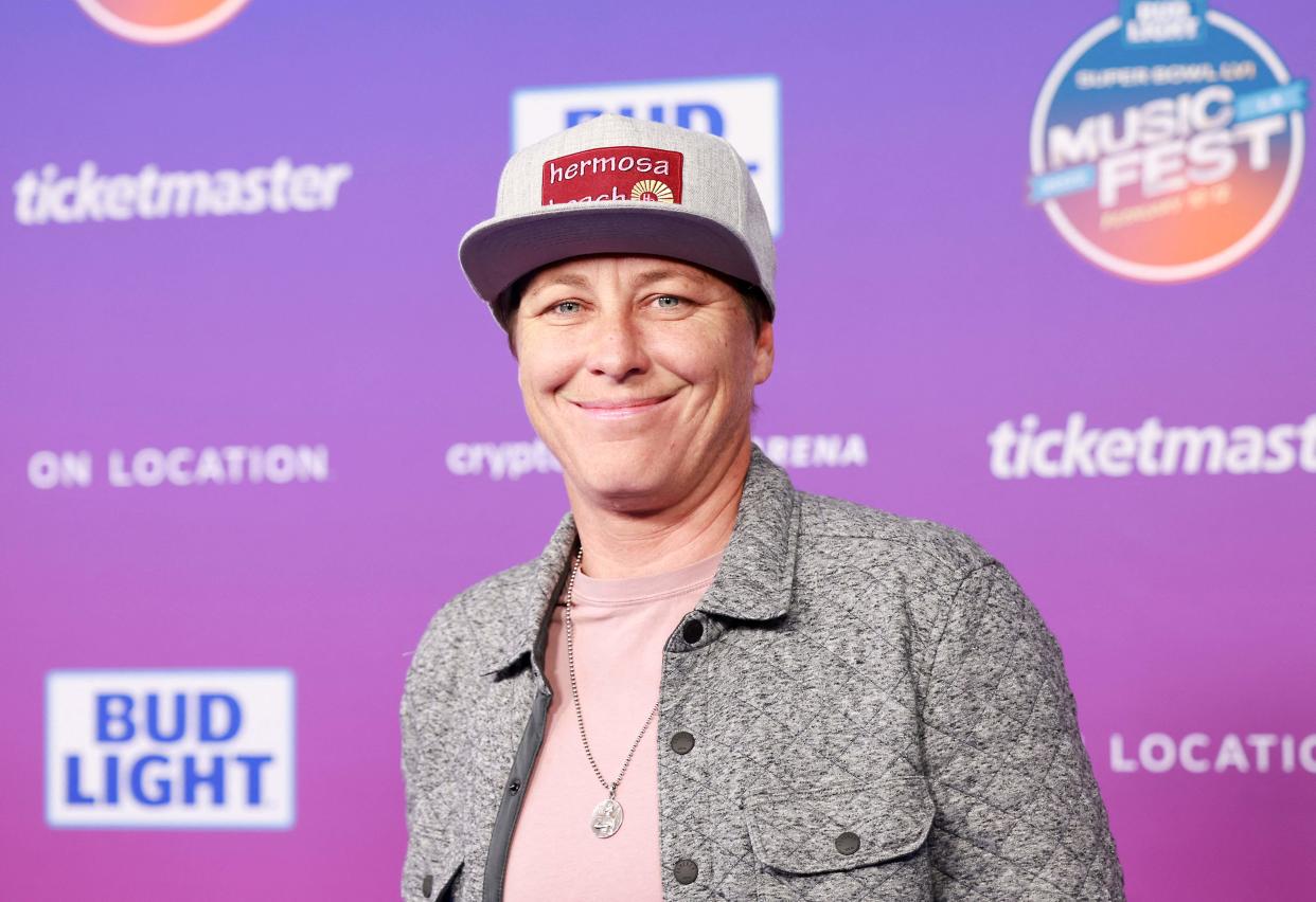 Former USWNT player Abby Wambach attends the Bud Light Super Bowl Music Festival at Crypto.com Arena in Los Angeles on Feb. 12, 2022.