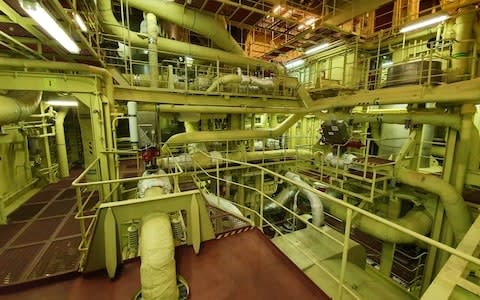 Steam turbines next to the reactor compartment will provide heat and electricity - Credit: Alec Luhn/For The Telegraph