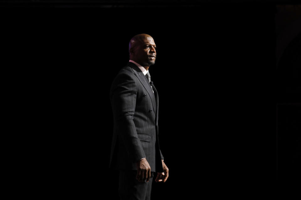 Actor and activist Terry Crews speaks during the 2019 Makers Conference in Dana Point, California, U.S., on Friday, Feb. 8, 2019. The event gathers industry leading females for roundtable discussions to help inspire the women of tomorrow. Photographer: Patrick T. Fallon/Bloomberg via Getty Images