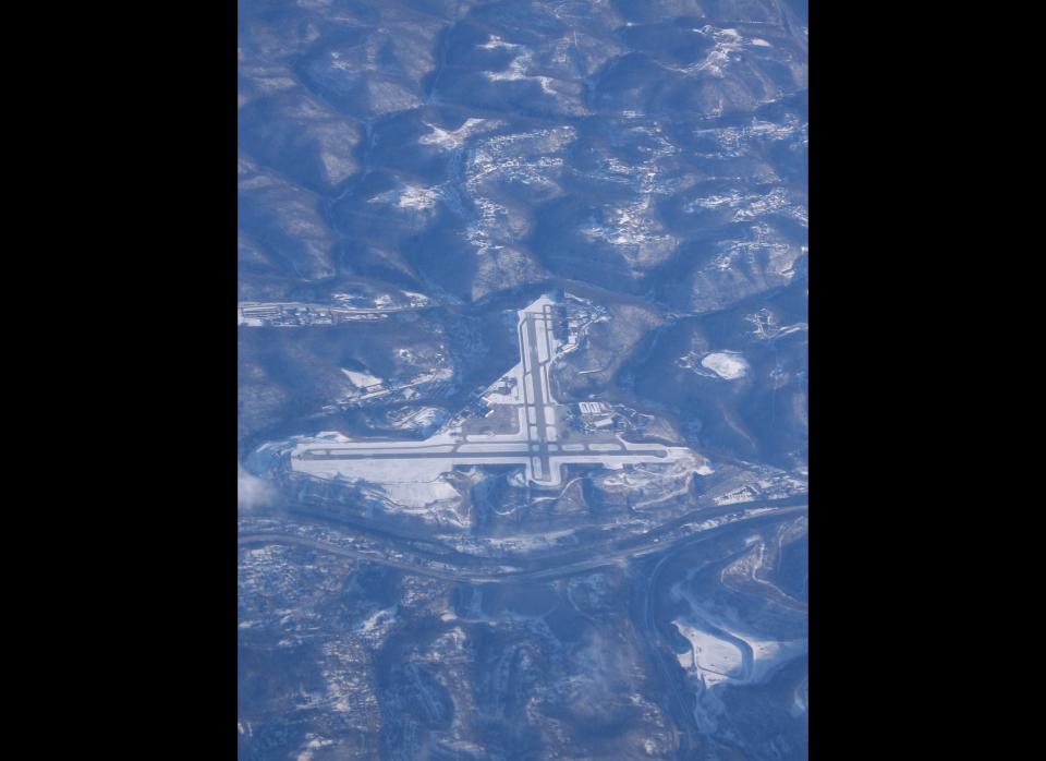 Yeager's lone operational runway is relatively short and sits atop a flattened mountain. It runs between two cliffs, which means that if a pilot miscalculates, there's nowhere to go but down.