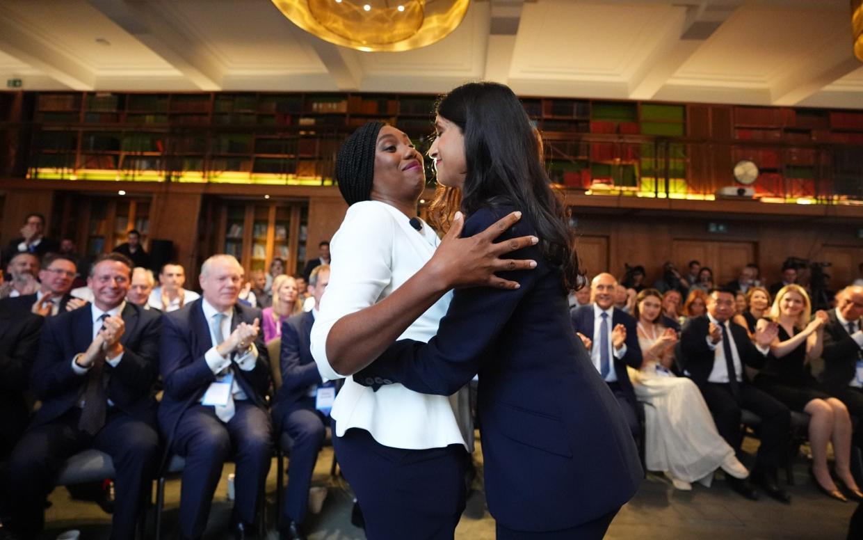 Kemi Badenoch is greeted by Claire Coutinho