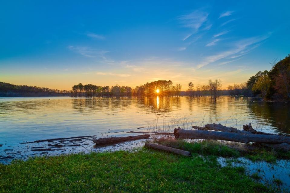 sunset on Beaver Lake near Rogers Arkansas.