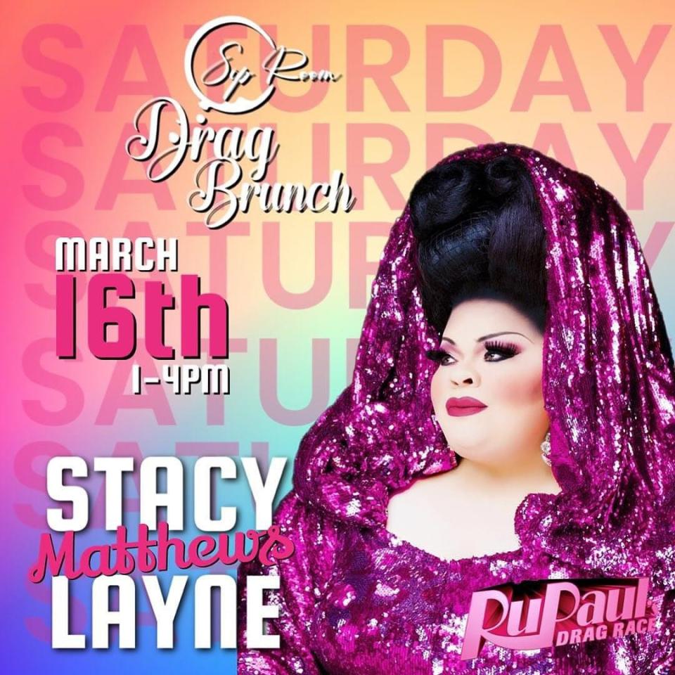 "Rupaul's Drag Race" star Stacy Layne Matthews, a Robeson County native, performs Saturday at The Sip Room in Fayetteville.