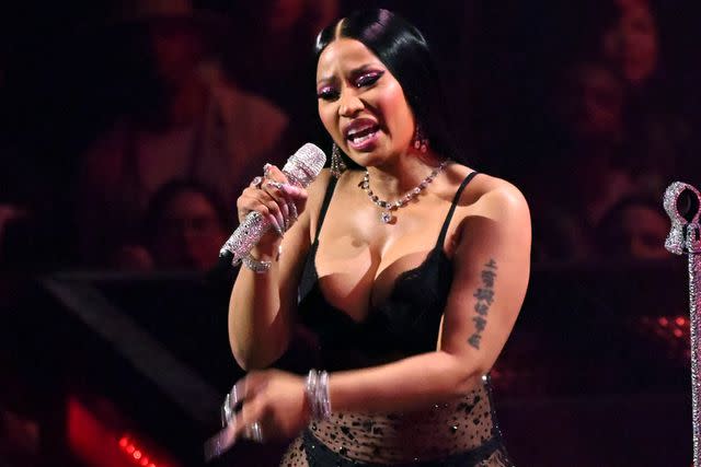 <p>Theo Wargo/Getty</p> Nicki Minaj performs onstage during the 2023 MTV Video Music Awards at Prudential Center on September 12, 2023