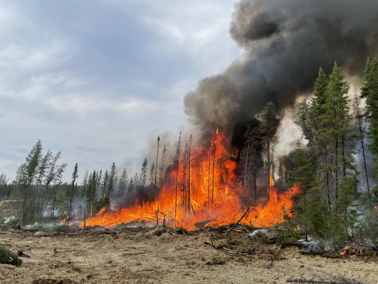  A view of wildfires at Lebel-sur-Quevillon in Quebec, Canada on June 23, 2023. / Credit: FREDERIC CHOUINARD /SOPFEU / Handout/Anadolu Agency via Getty Images