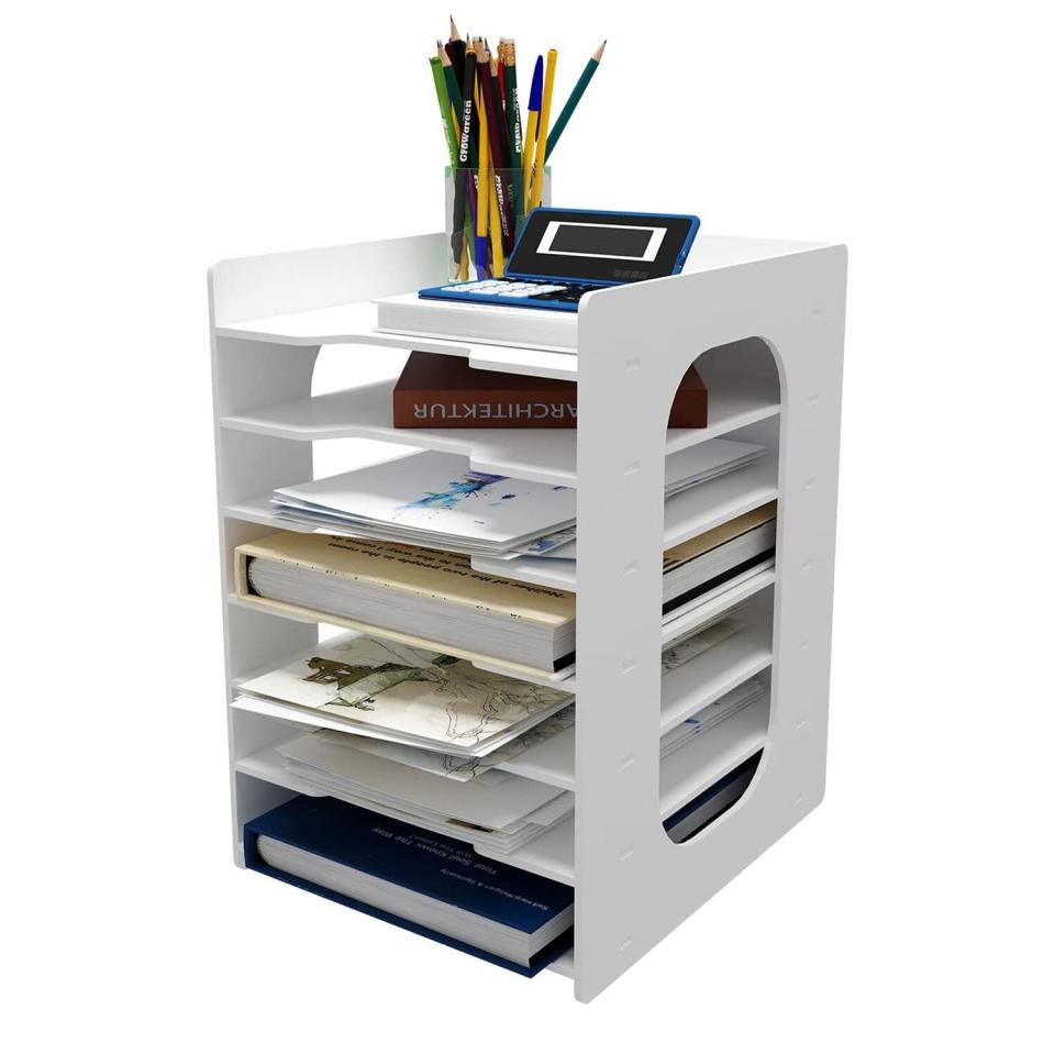 Natwind Office 7 Tiers File Paper Organizer for Desk Desktop White File Holder