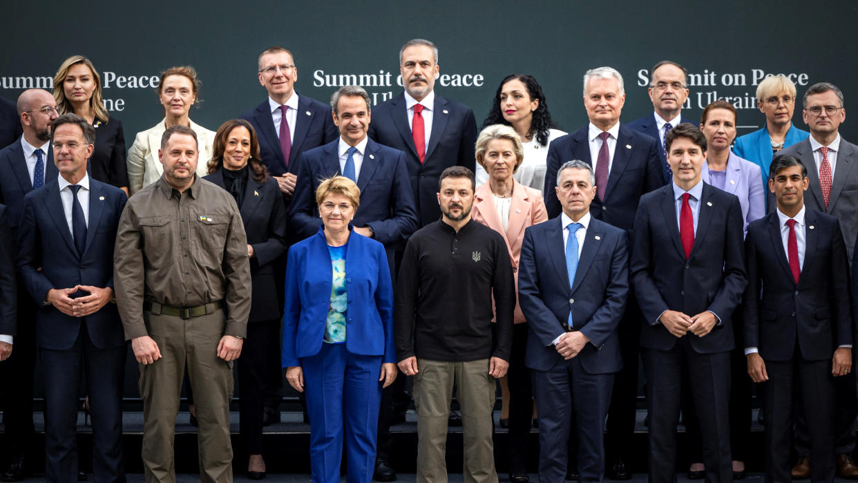  World leaders pose at Ukraine peace conference in Switzerland. 